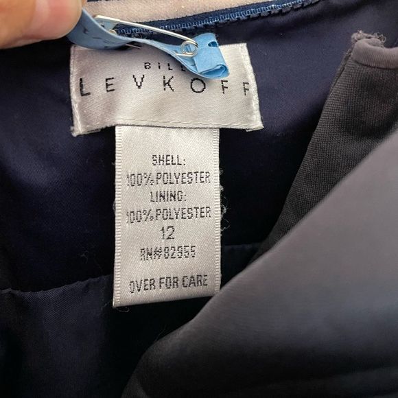 Bill Levkoff Navy Formal Strapless Sweetheart Neckline Dress || SZ 12 - Picture 4 of 12